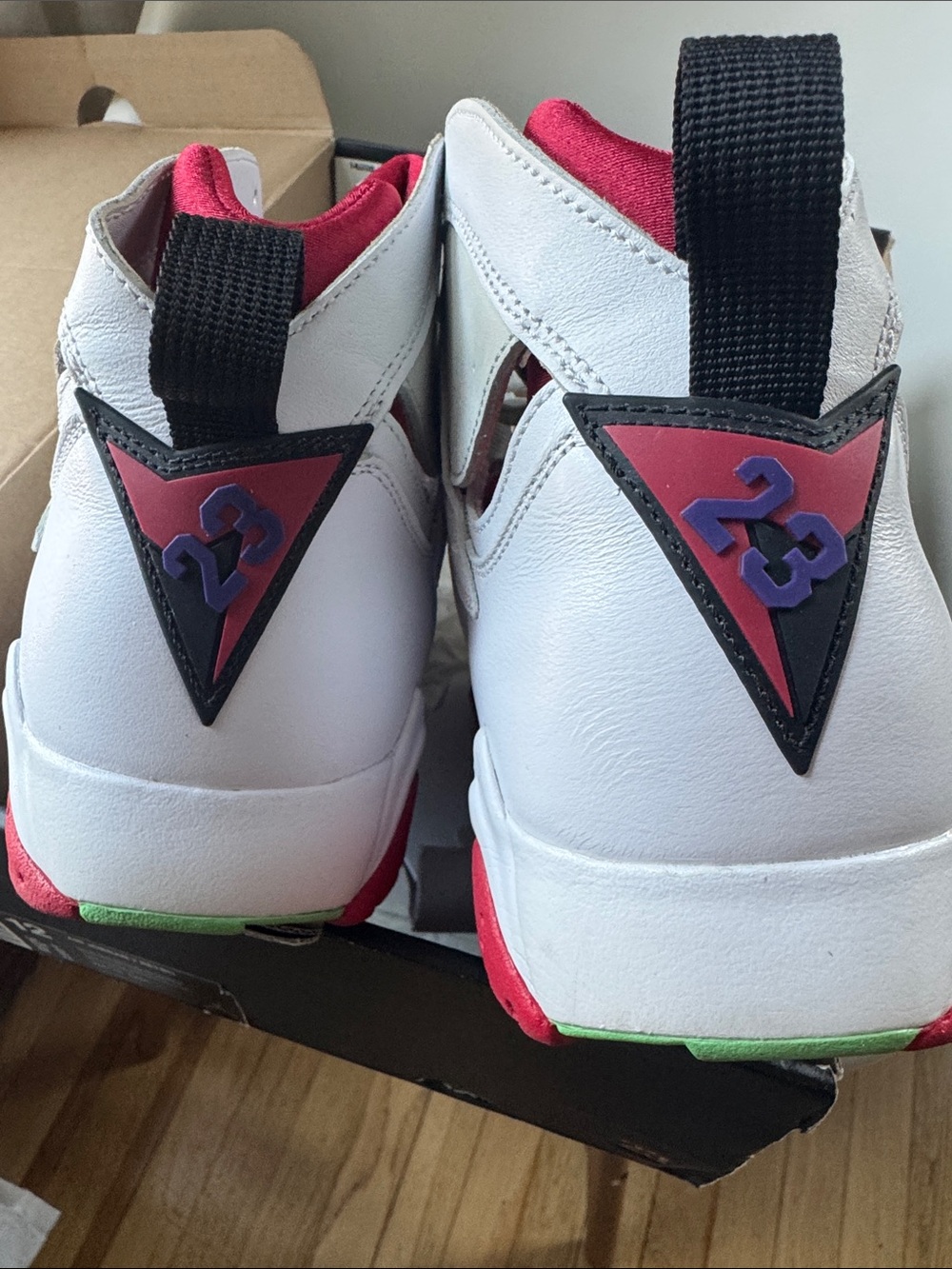 Air Jordan 7 retro size 12 White/True Red-Light Silver-Tourmaline LIKE NEW - Picture 4 of 9